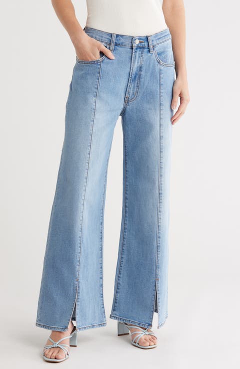 Jolene High Waist Front Slit Wide Leg Jeans (Adelaide)
