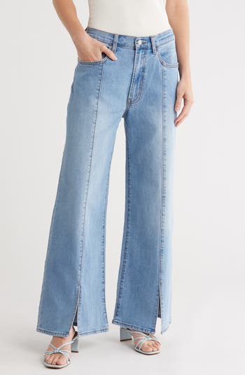 Jolene High Waist Front Slit Wide Leg Jeans