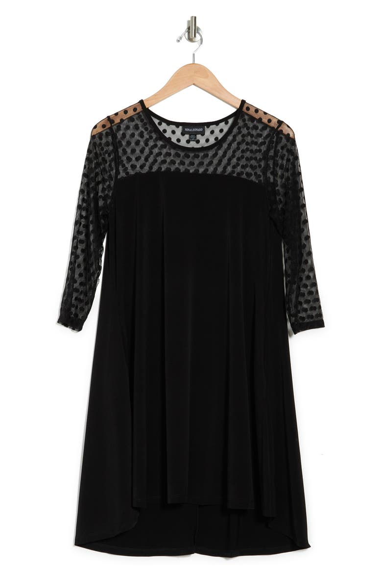 Mesh Hi-Lo Dress, Alternate, color, BLACK