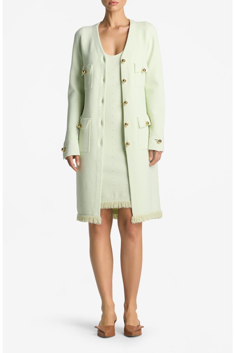 Two-Tone Stretch Piqué Knit Jacket, Main, color, PALE LIME/ OPTIC WHITE