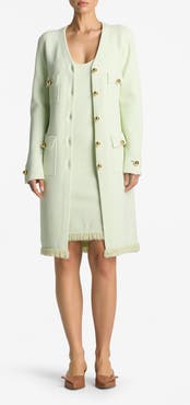 ST. JOHN Two-Tone Stretch Piqué Knit Jacket