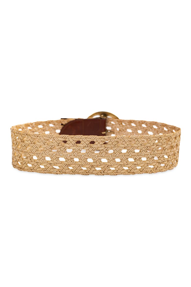 Woven Leather Belt, Alternate, color, NATURAL