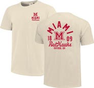 IMAGE ONE Men's Cream Miami University RedHawks Comfort Colors Mascot Overlay T-Shirt