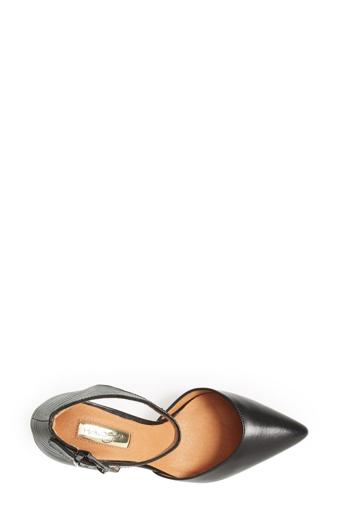 'Melinda' Ankle Strap Pump, Alternate, color, BLACK NAPPA/ LIZARD PRINT
