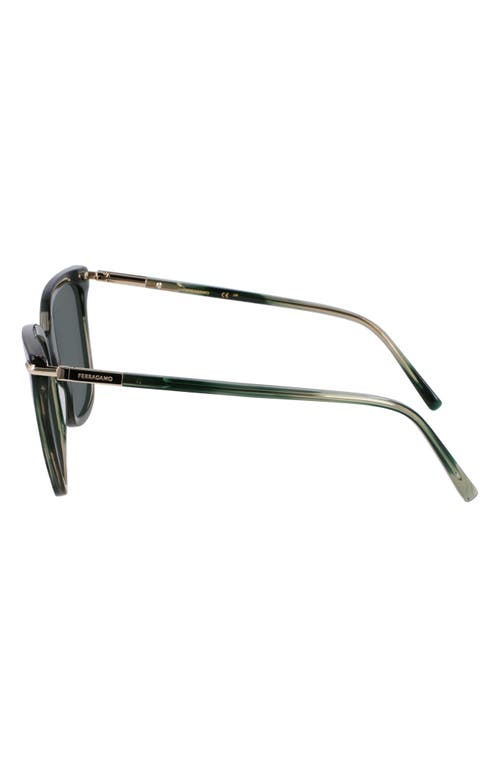 Ferragamo Prisma 56mm Modified Butterfly Sunglasses In Striped Green
