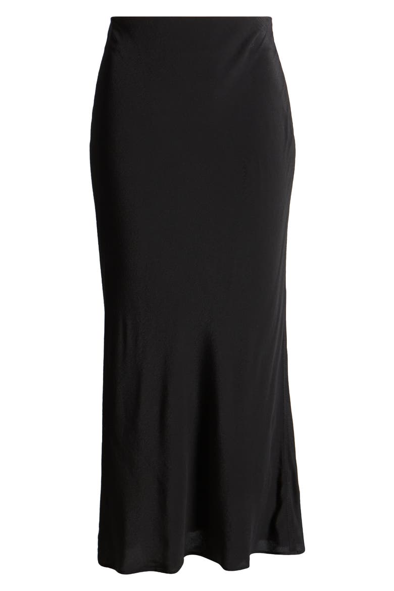 Bias Cut Midi Skirt, Alternate, color, BLACK