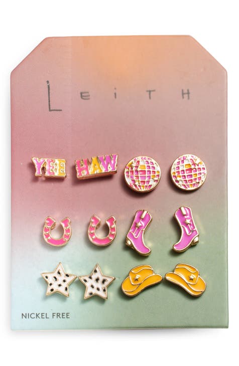 6-Pack Cowboy Assorted Stud Earrings