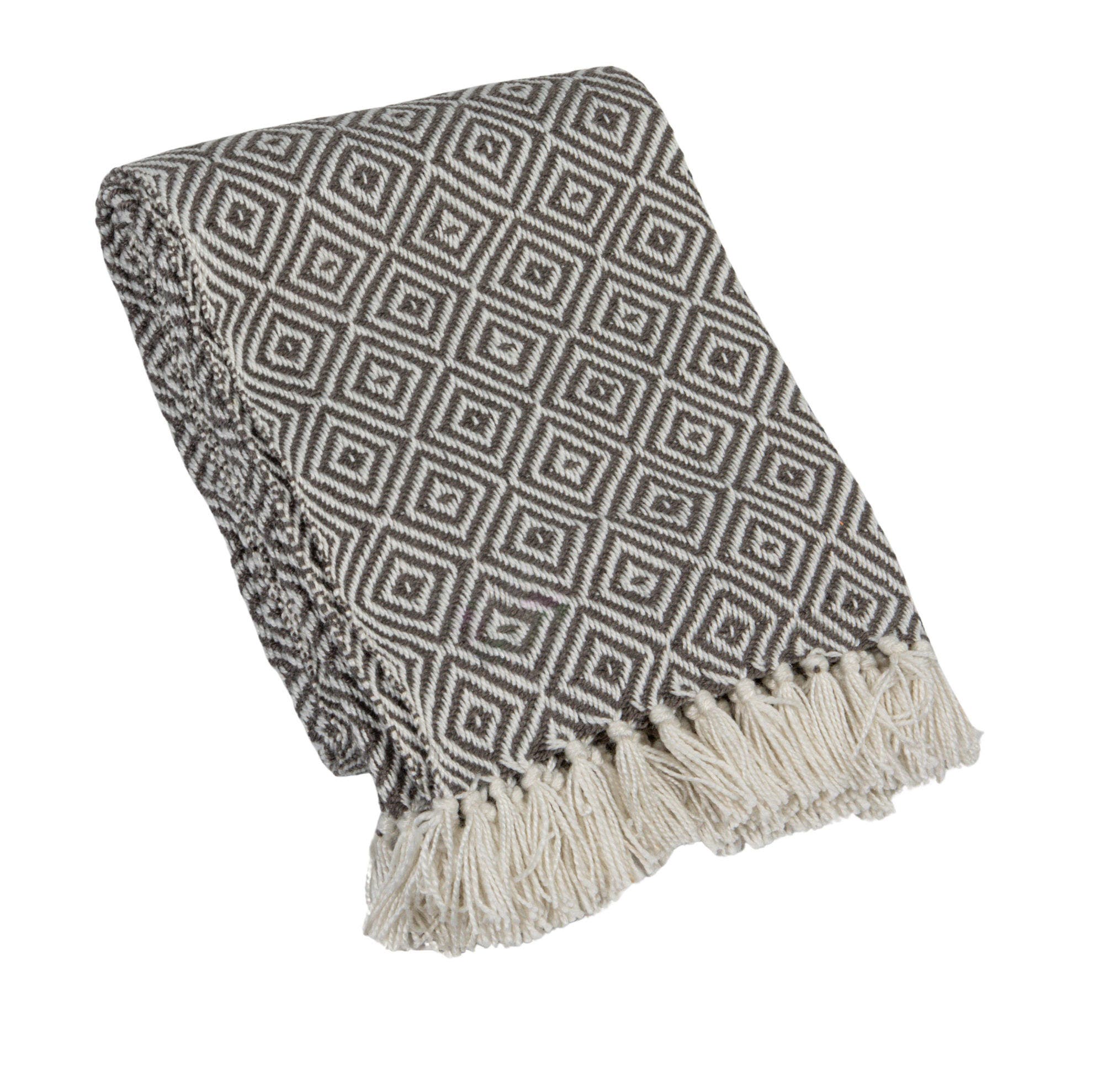 Storied Home Hand-Woven Reclaimed Fabric Throw with Pattern and Fringe ...