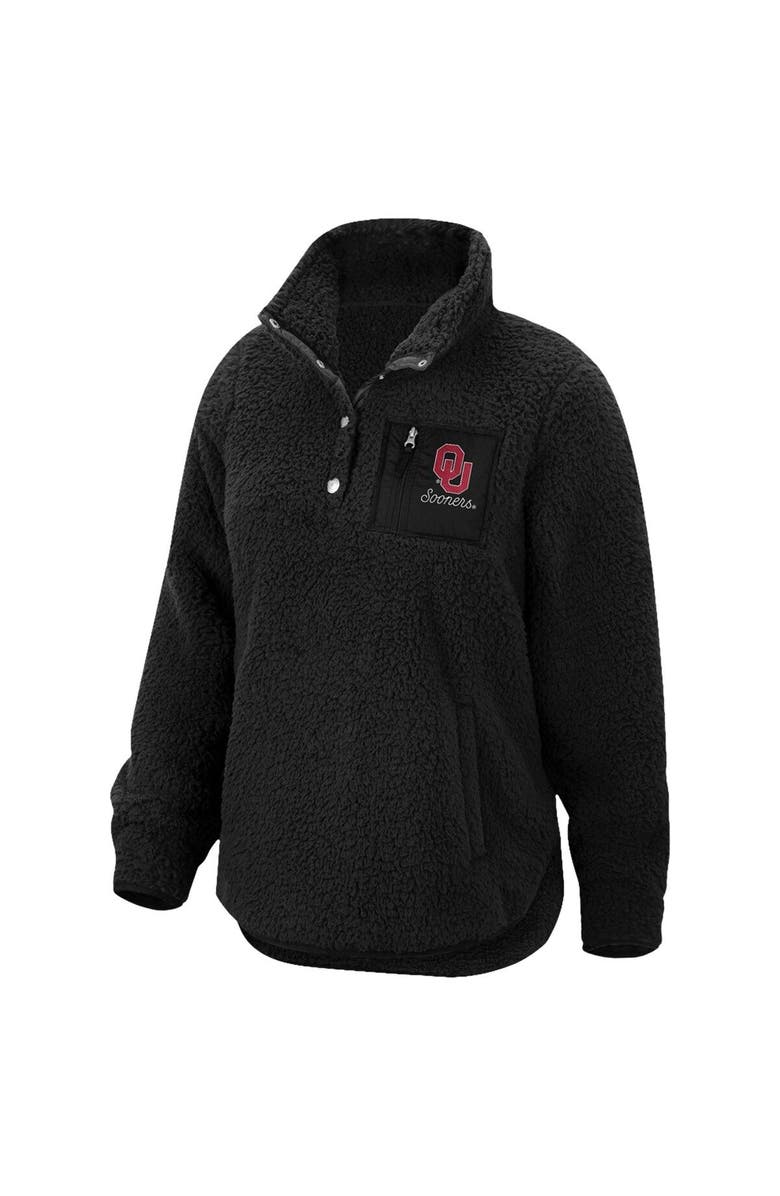 TOP OF THE WORLD Women's Top of the World Black Oklahoma Sooners Sierra Sherpa Quarter-Snap Jacket, Alternate, color, Black