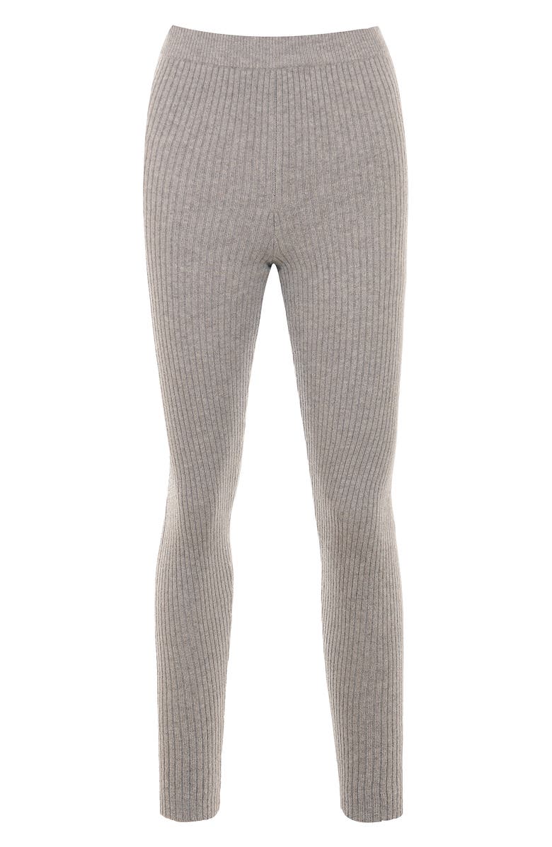 HOUSE OF CB Rosmina Sweater Knit Wool Rib Leggings, Alternate, color, Grey