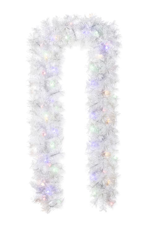 9ft Pre-Lit Flocked Pine Christmas Garland with Timer