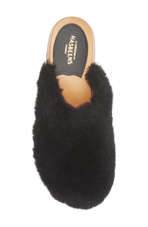Swedish Hasbeens Fluff Genuine Shearling Clog In Black