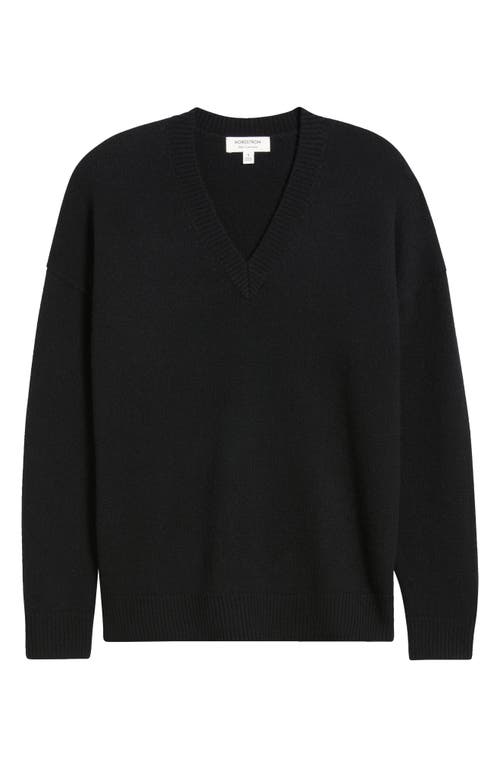 Nordstrom V-neck Wool & Cashmere Sweater In Black