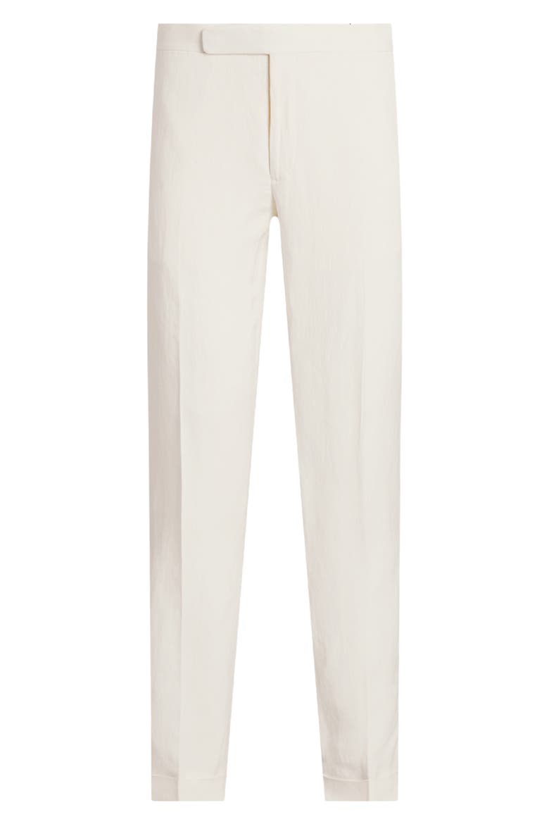 Gregory Flat Front Silk & Linen Canvas Trousers, Alternate, color, CLASSIC CREAM