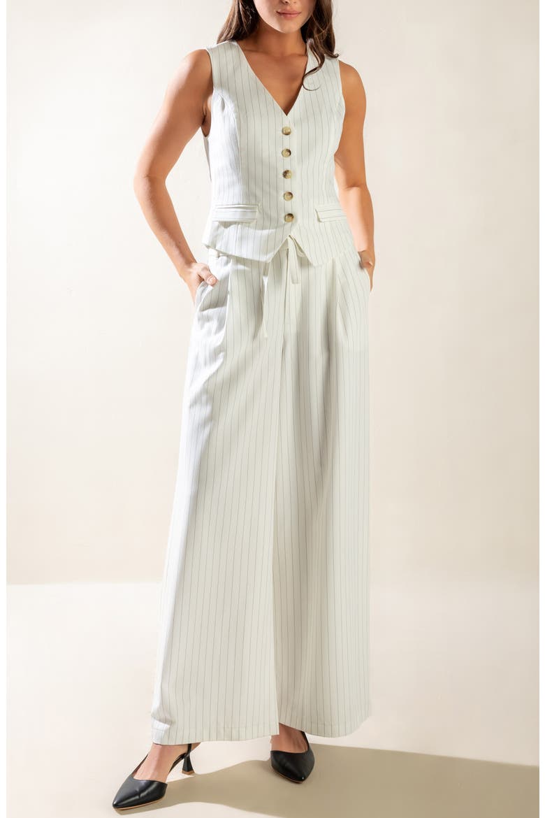 Stripe Wide Leg Pants, Alternate, color, WHITE BLACK
