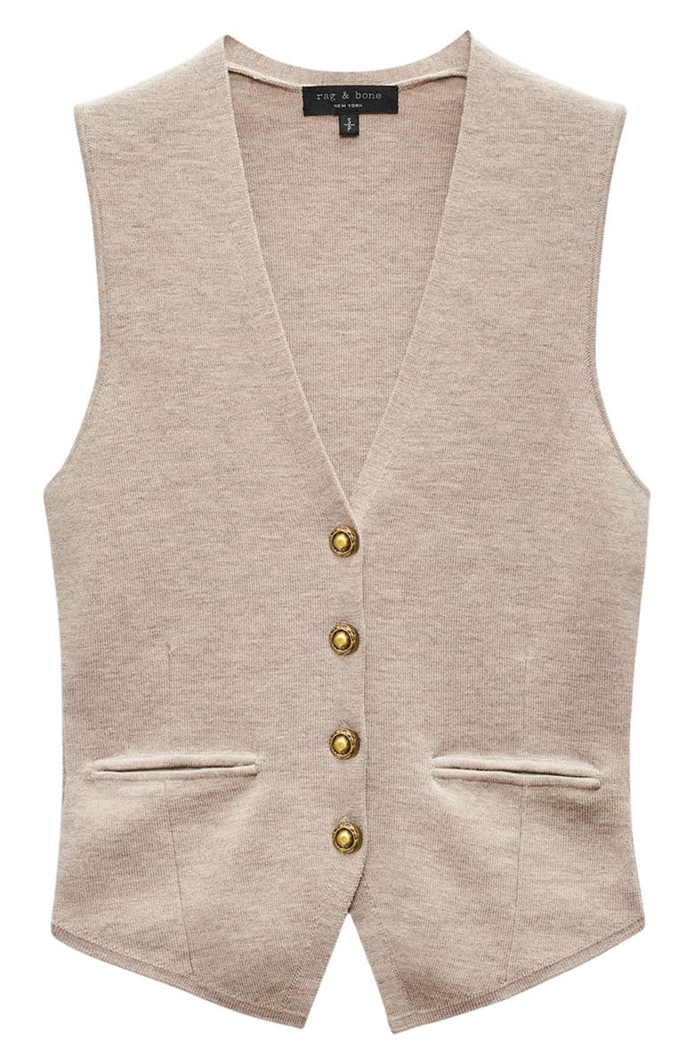 rag & bone Ella Merino Wool Blend Sweater Vest, Alternate, color, Dark Taupe