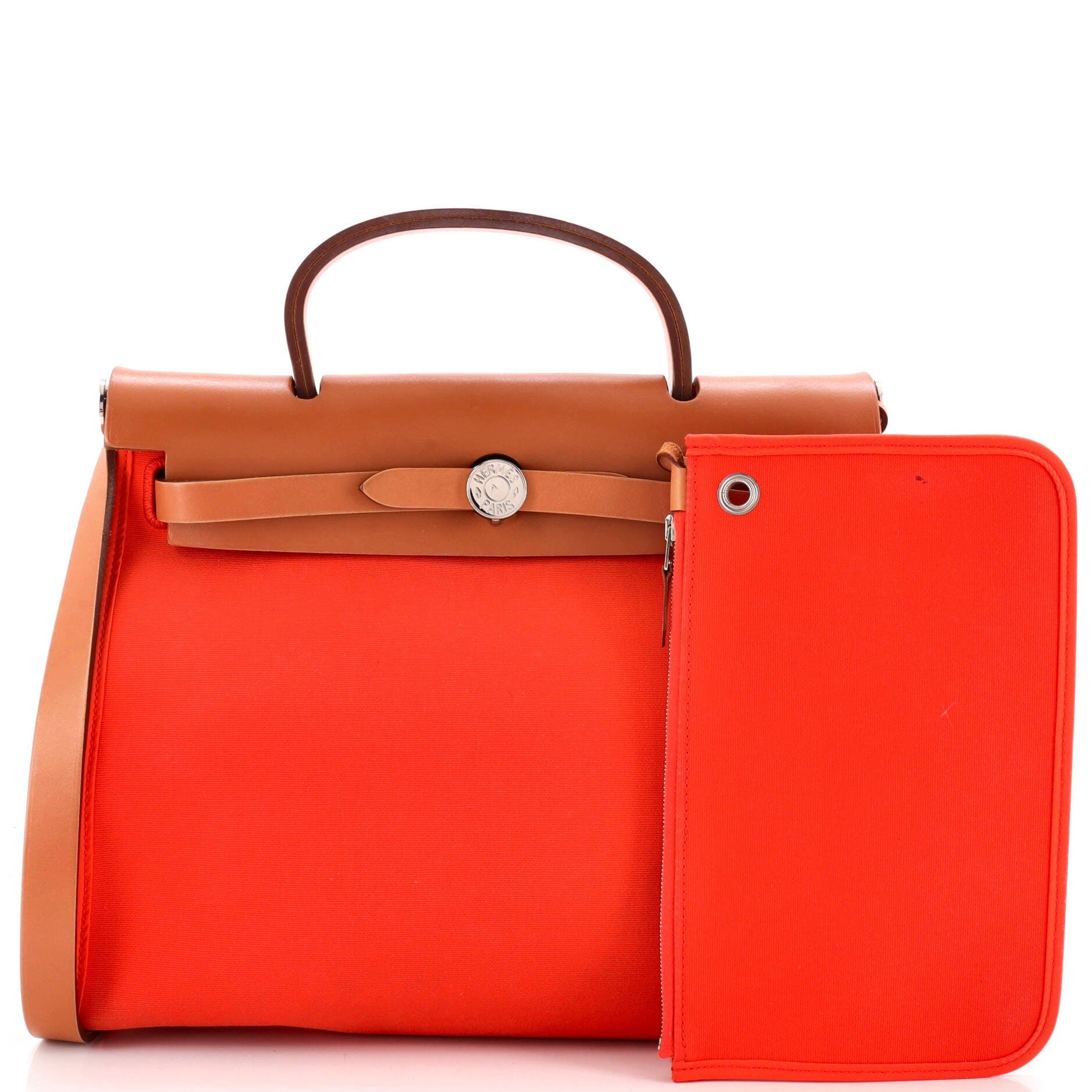 Herbag Zip Leather and Toile 31, Alternate, color, Orange