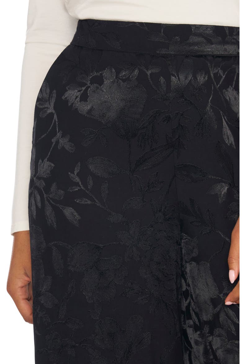 Floral Jacquard Wide Leg Pants, Alternate, color, RICH BLACK