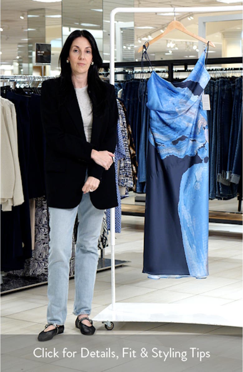 Alis Asymmetric Abstract Print Gown, sales video thumbnail