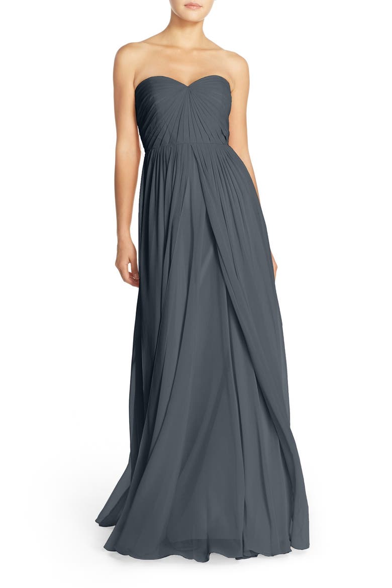Mira Convertible Strapless Chiffon Gown, Main, color, STORM