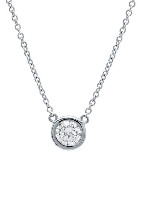 Cubic Zirconia Bezel Pendant Necklace