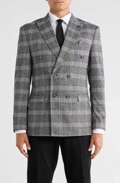 Double Breasted Glen Plaid Sport Coat