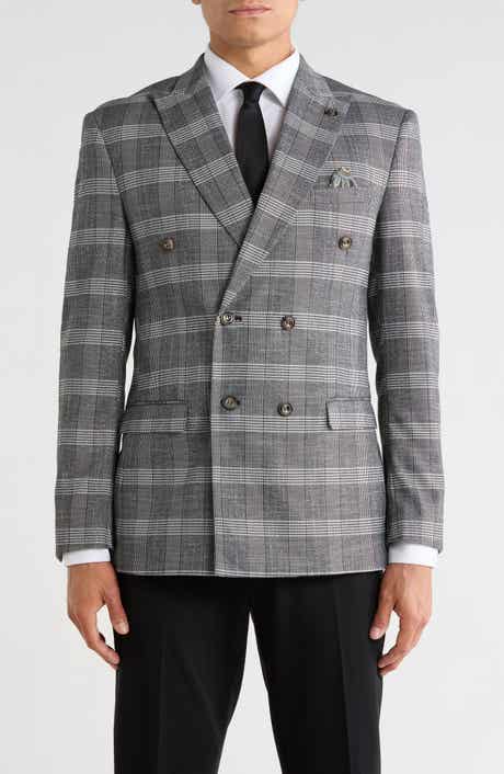 Double Breasted Glen Plaid Sport Coat