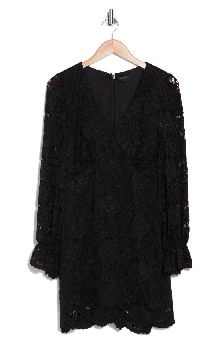 WISHLIST Long Sleeve Lace Dress, Alternate, color, Black