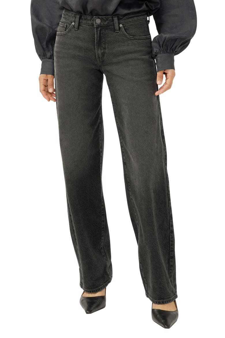 Loose & Low Baggy Fit Jeans, Main, color, BLACK