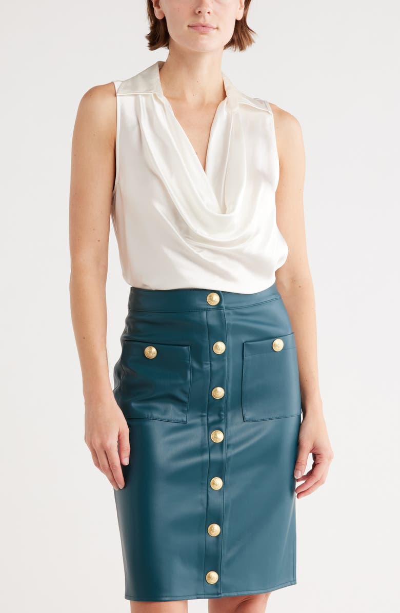 L'AGENCE Colter Sleeveless Cowl Neck Satin Top, Main, color, Ivory