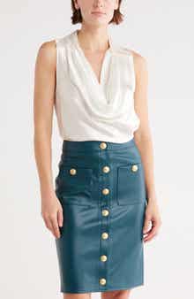 L'AGENCE Colter Sleeveless Cowl Neck Satin Top