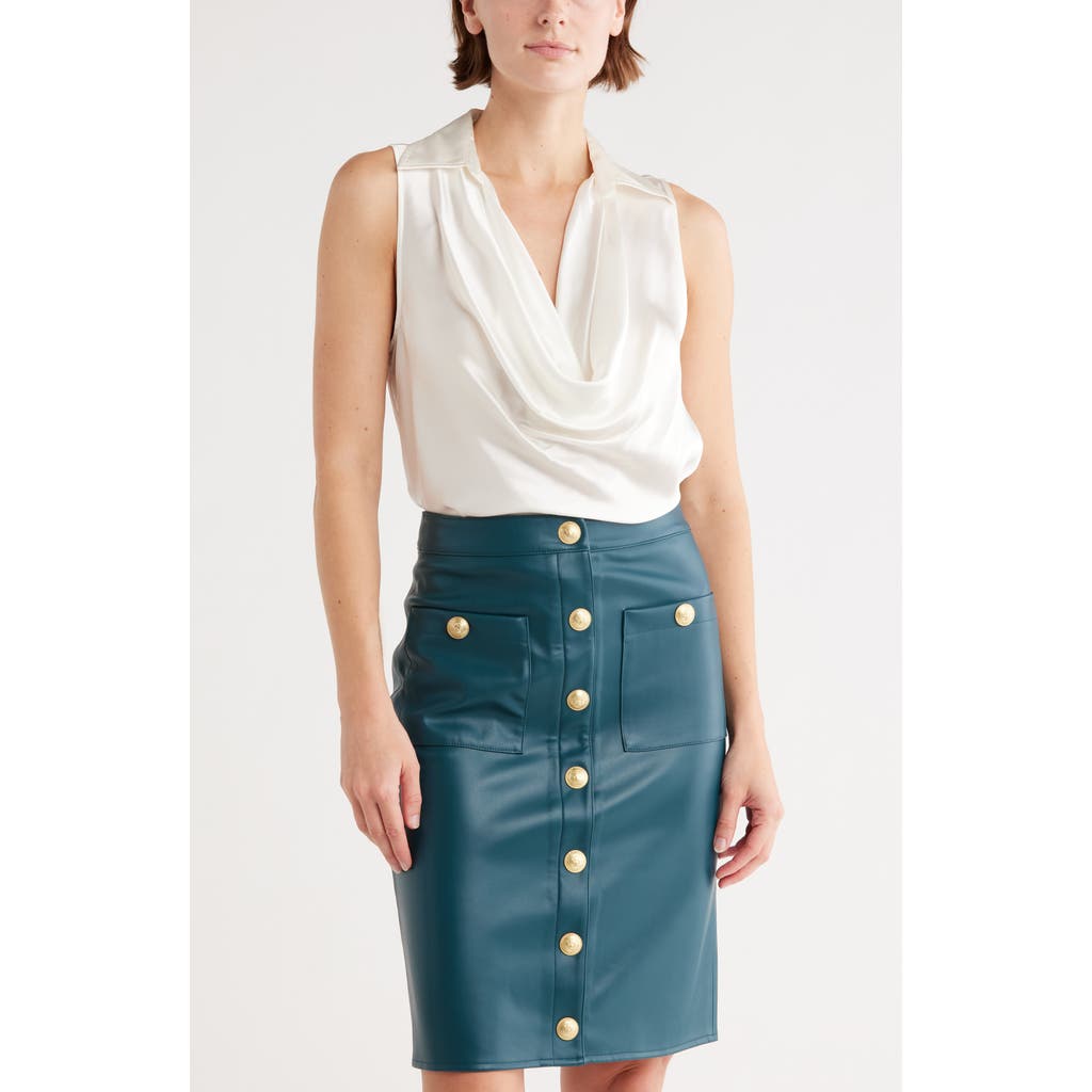 L Agence L'agence Colter Sleeveless Cowl Neck Satin Top In White
