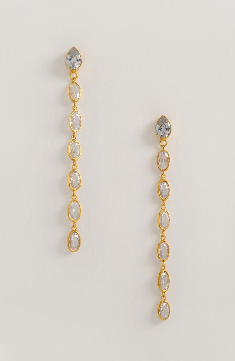 Freya Rose Oval Crystal Framed Long Drops, Alternate, color, Gold