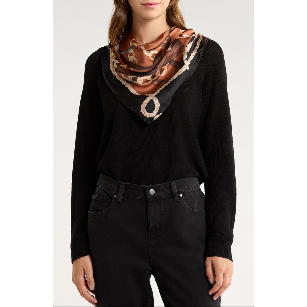 Steve Madden Equestrian Status Satin Square Scarf In Brown
