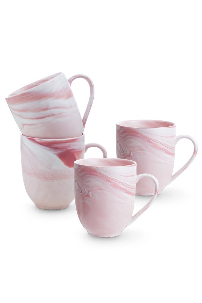 Brighton Porcelain 4-Piece Mug Set, Alternate, color, Pink