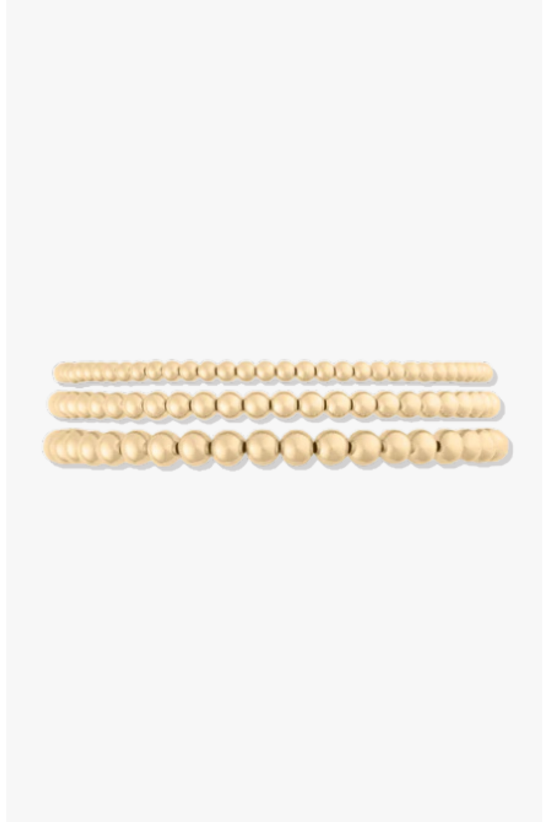 Juno 14k Gold Filled Bead Bracelet Three Stack, Main, color, Gold