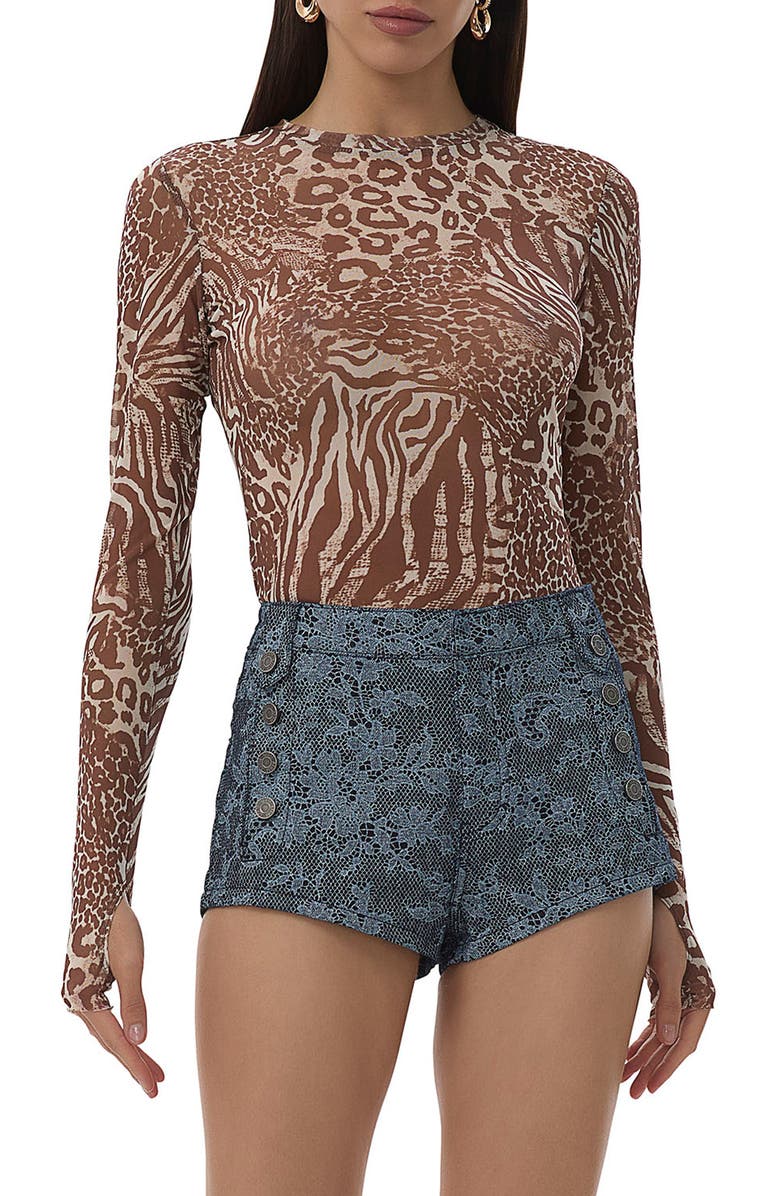 AFRM Kaylee Long Sleeve Mesh Top, Main, color,