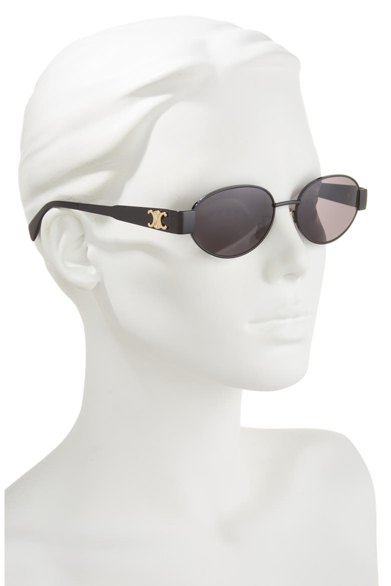 Triomphe 54mm Oval Sunglasses, Alternate, color, SHINY BLACK / SMOKE