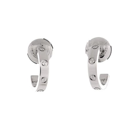 Love Hoop Earrings 18K White Gold Small