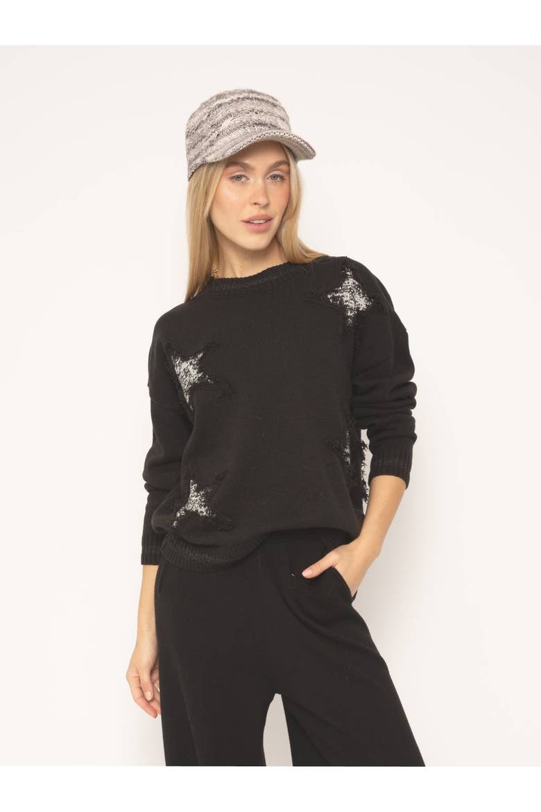 Talullah Frayed Star Crew, Alternate, color, BLACK