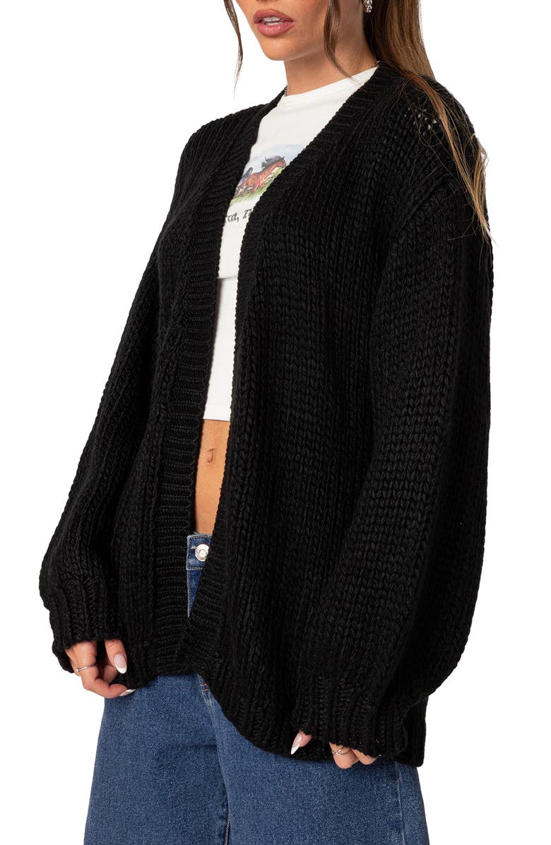EDIKTED Anina Oversize Cardigan, Alternate, color, Black