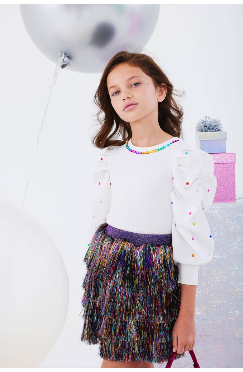 Lola + The Boys Shimmer Tinsel Party Skirt, Alternate, color, 