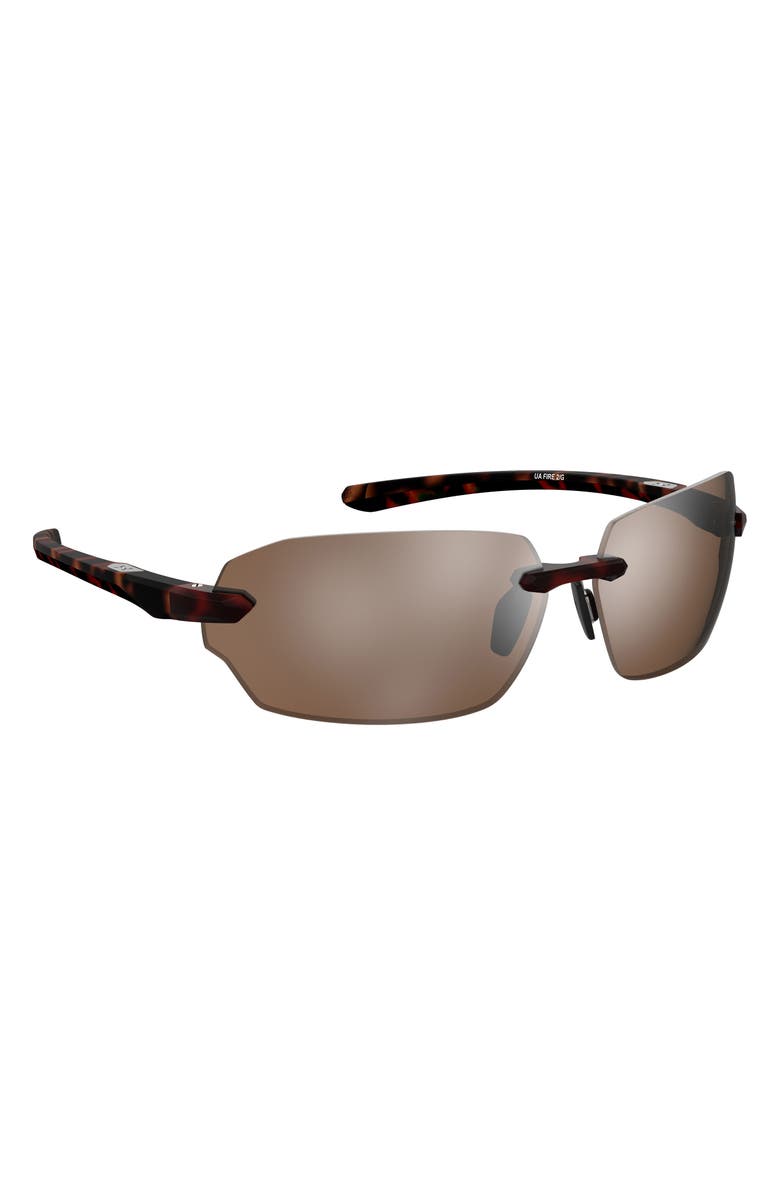 Under Armour 71mm Rectangular Wraparound Sunglasses, Alternate, color, Havana