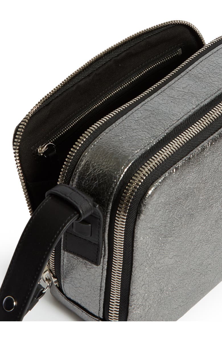 AllSaints Miki Metallic Leather Crossbody Camera Bag, Alternate, color,
