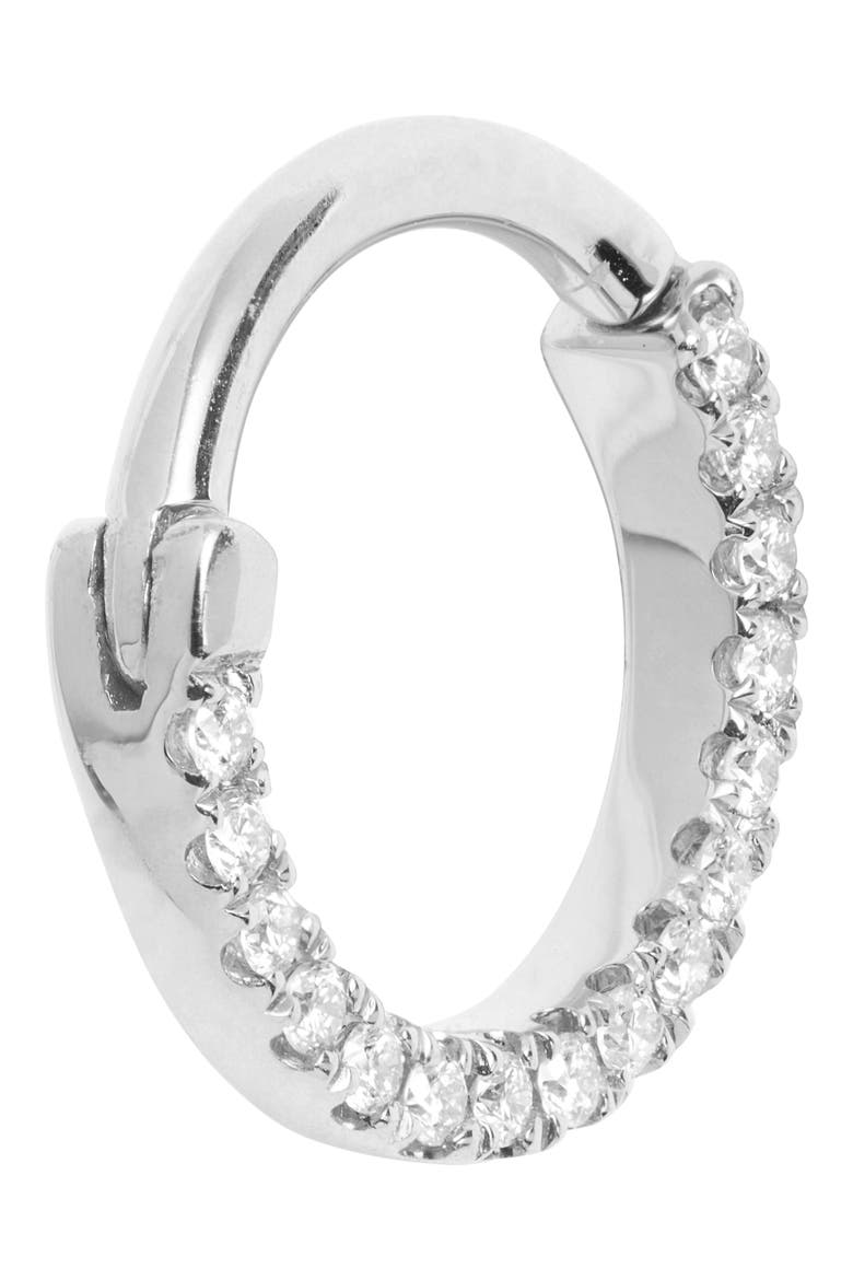 16-Gauge Diamond Front Eternity Clicker Earring, Alternate, color, WHITE GOLD/ DIAMOND