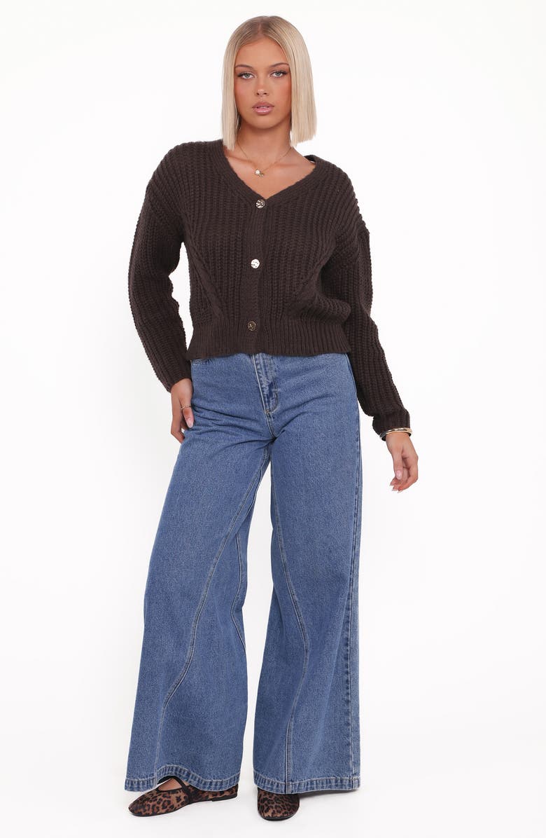 Petal & Pup Henderson Chunky Knit Cardigan, Alternate, color, Brown