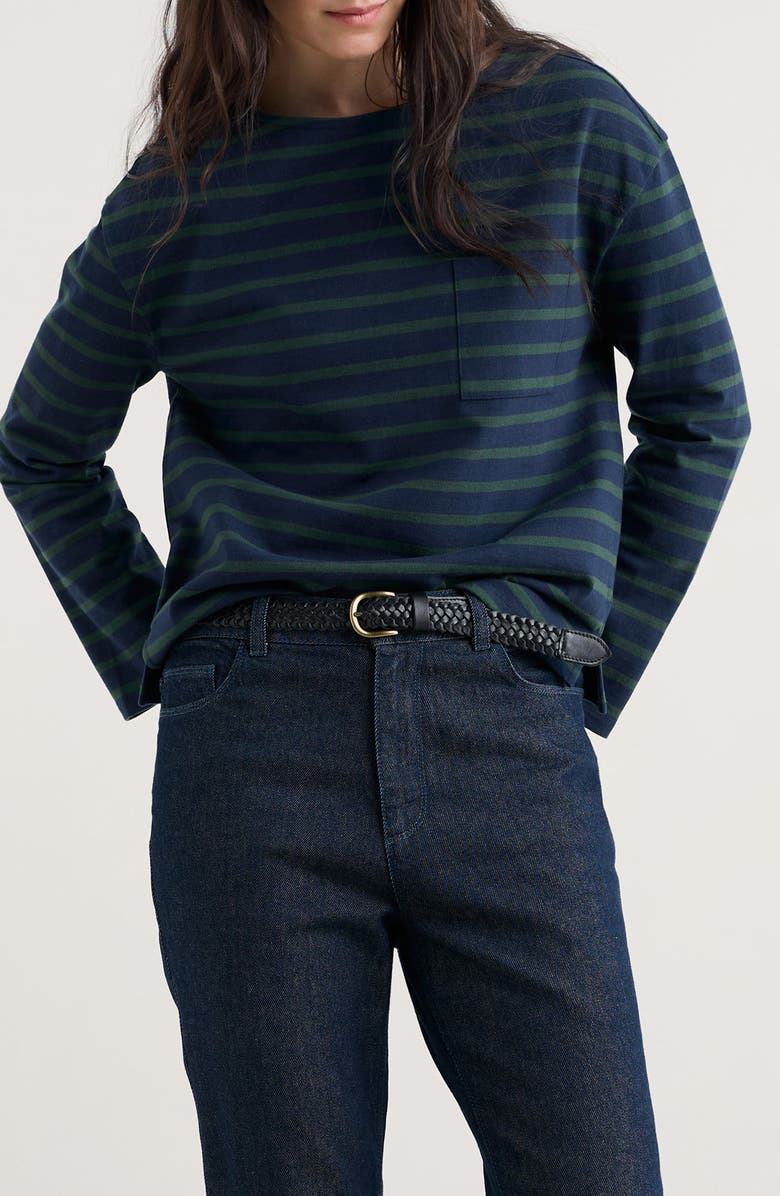 Seasalt Cornwall Beach Stripe Organic Cotton Boat Neck Top, Main, color, Breton Maritime Coppice