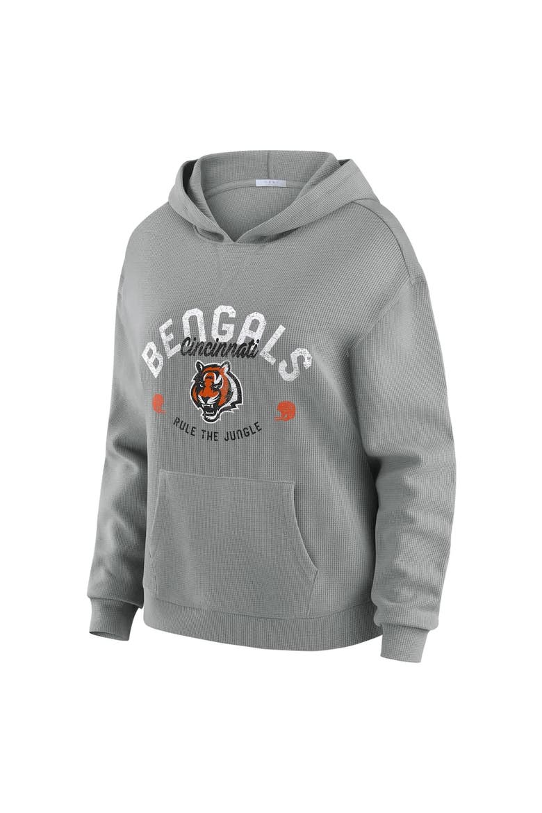 Women's WEAR by Erin Andrews Gray Cincinnati Bengals Waffle-Knit Long Sleeve Hooded Shirt & Pants Lounge Set, Alternate, color, Gray