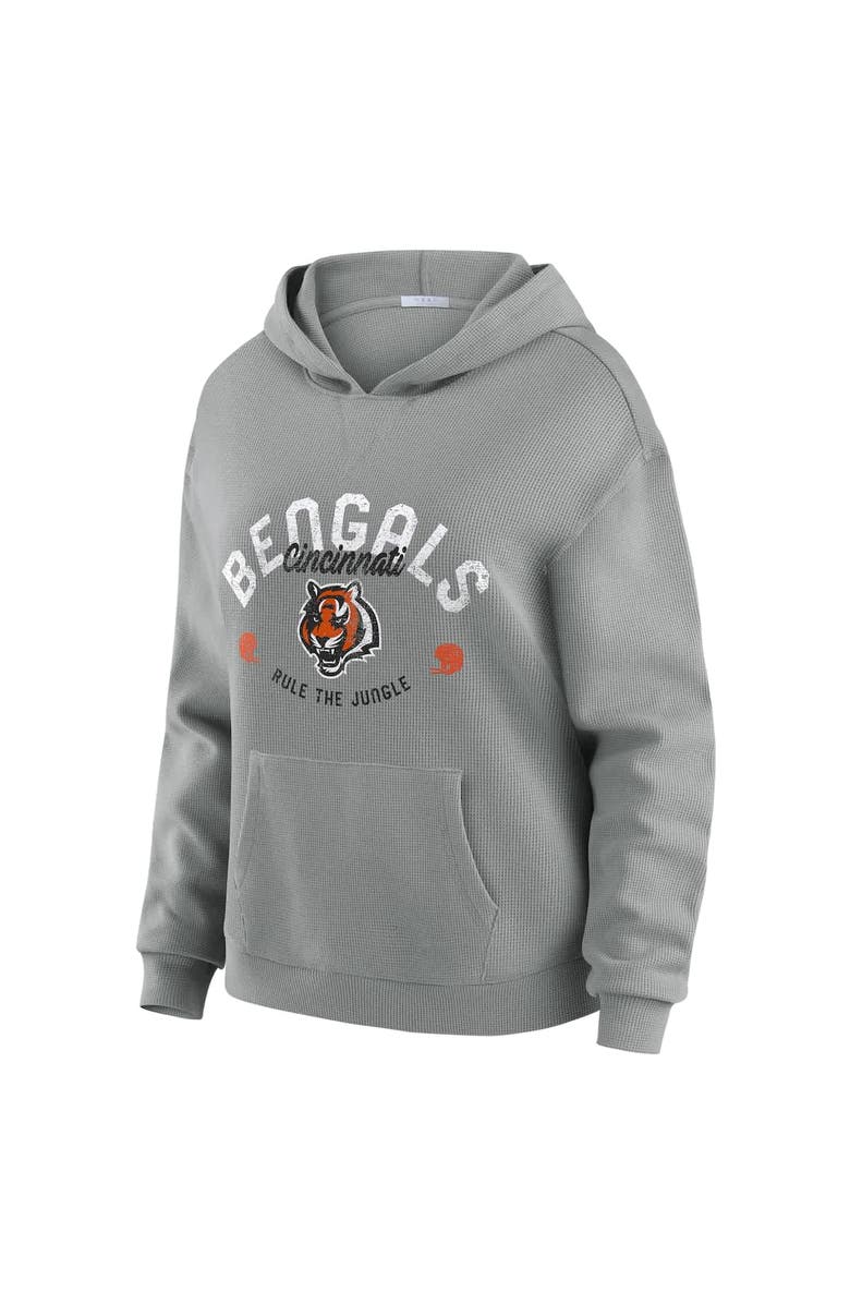 WEAR by Erin Andrews Women's WEAR by Erin Andrews Gray Cincinnati Bengals Waffle-Knit Long Sleeve Hooded Shirt & Pants Lounge Set, Alternate, color, Gray