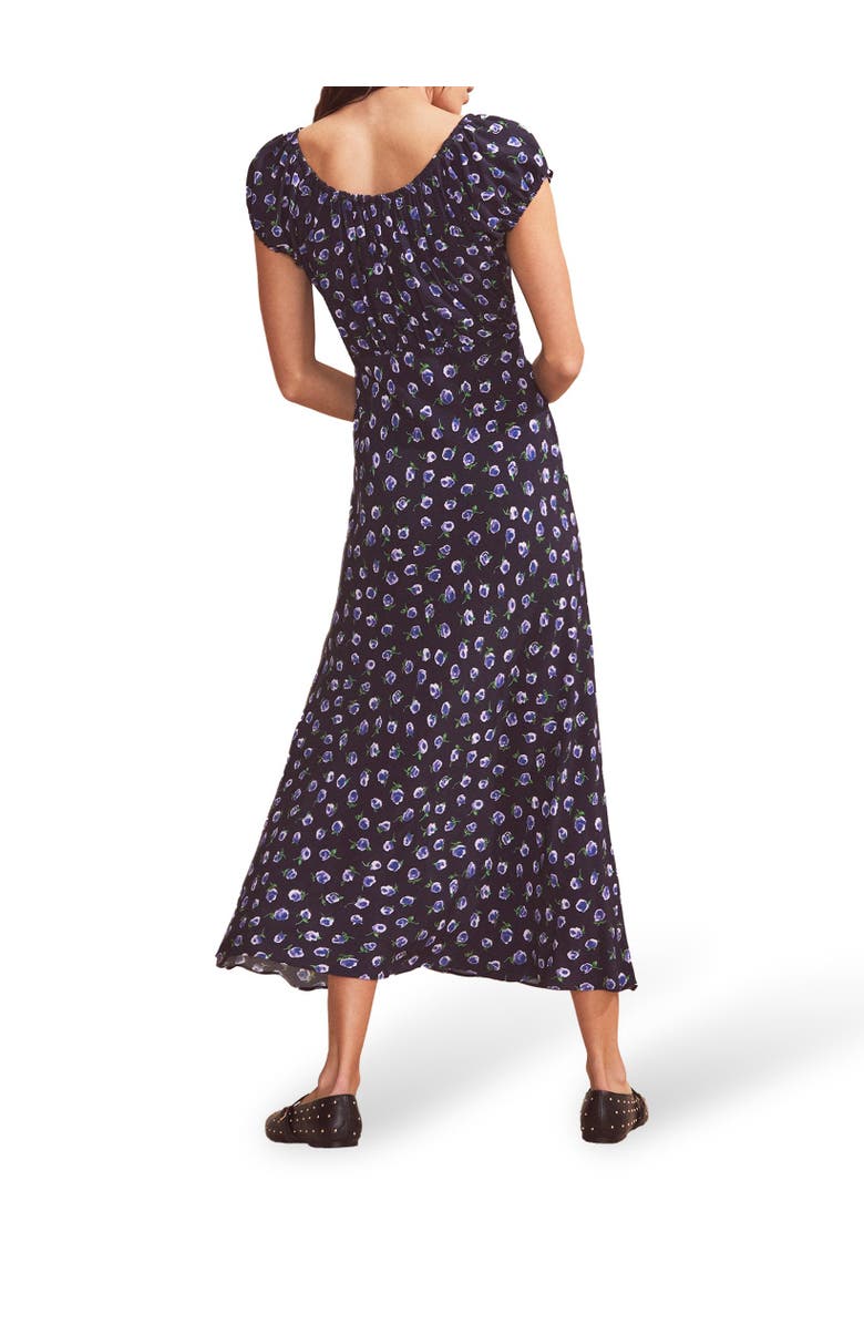 Ro&Zo Gathered Neckline Midi Dress, Alternate, color, Navy